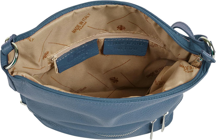 Cluty Umhängetasche echt Leder Damen - 020960 Blau, Blau
