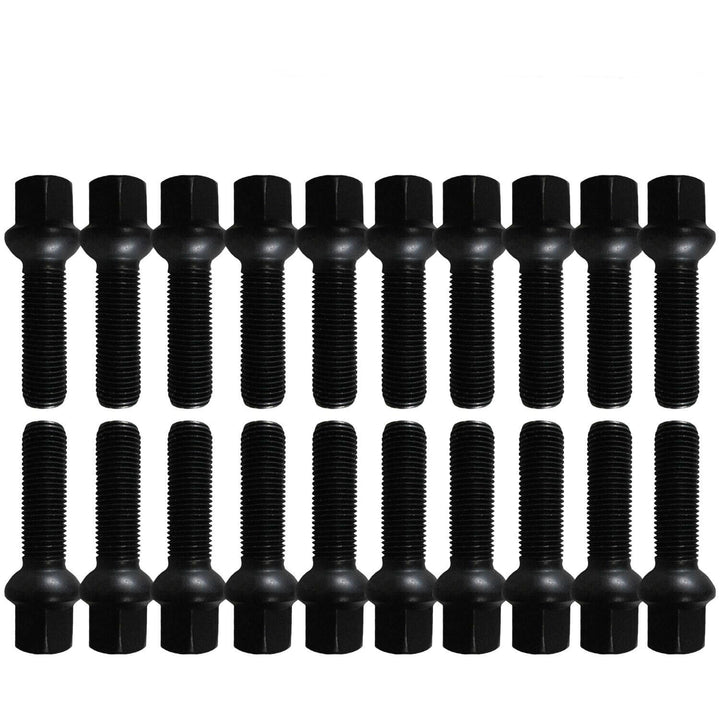 20 Radschrauben Radbolzen schwarz Kugelbund R14 M14x1,5 60mm kompatibel mit VW, Porsche, Audi, Merce