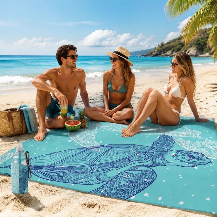 Siegvoll sandfreie Stranddecke 200x140 cm – wasserdichte Picknickdecke, Ultraleicht & kompakt, inkl.