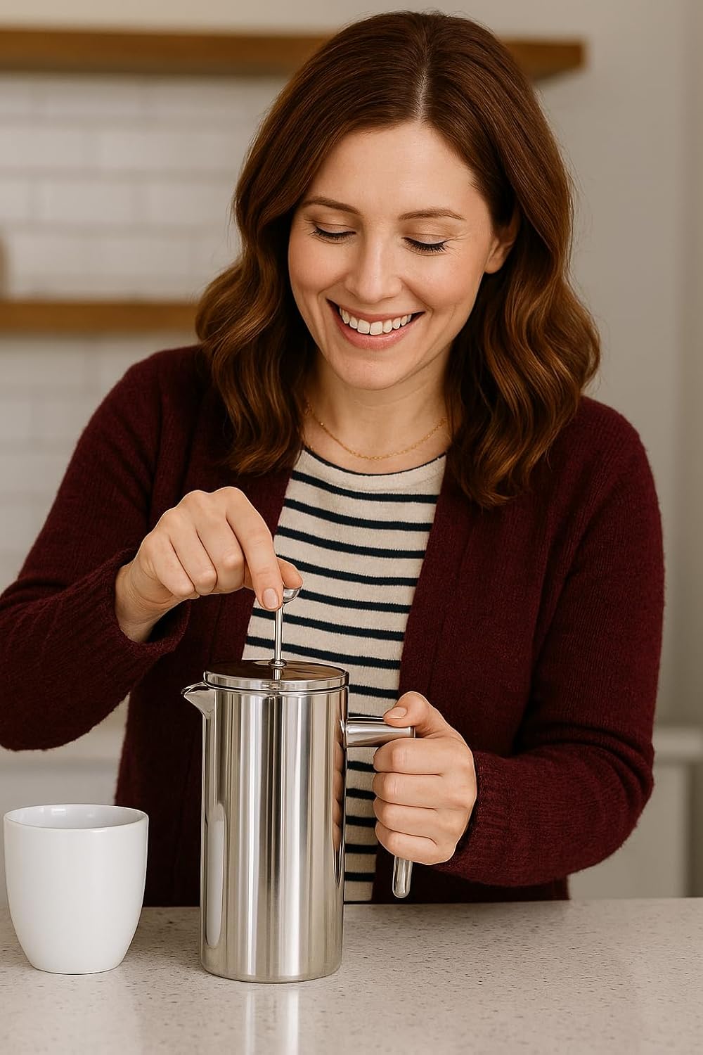VIA CREMA FRENCH PRESS 800/1000ml Glass/Stainless steel (Edelstahl, 1000ML / 34OZ) 1000ML / 34OZ Ede