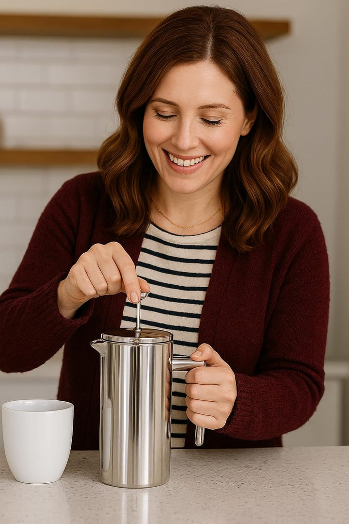 VIA CREMA FRENCH PRESS 800/1000ml Glass/Stainless steel (Edelstahl, 1000ML / 34OZ) 1000ML / 34OZ Ede