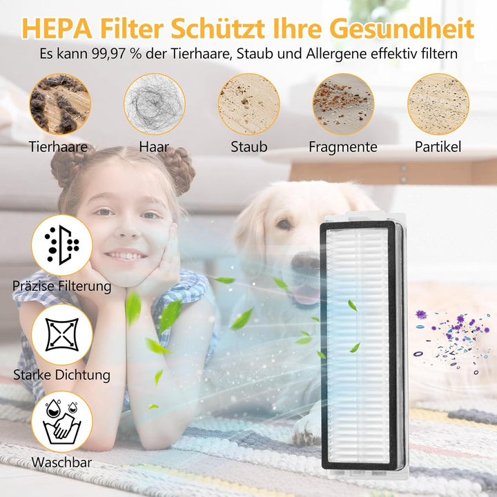 25 Stück Zubehör für Xiaomi X20 Max / X20 Pro Saugroboter, 6 Staubbeutel 6 Wischpad 2 Hauptbürste 6