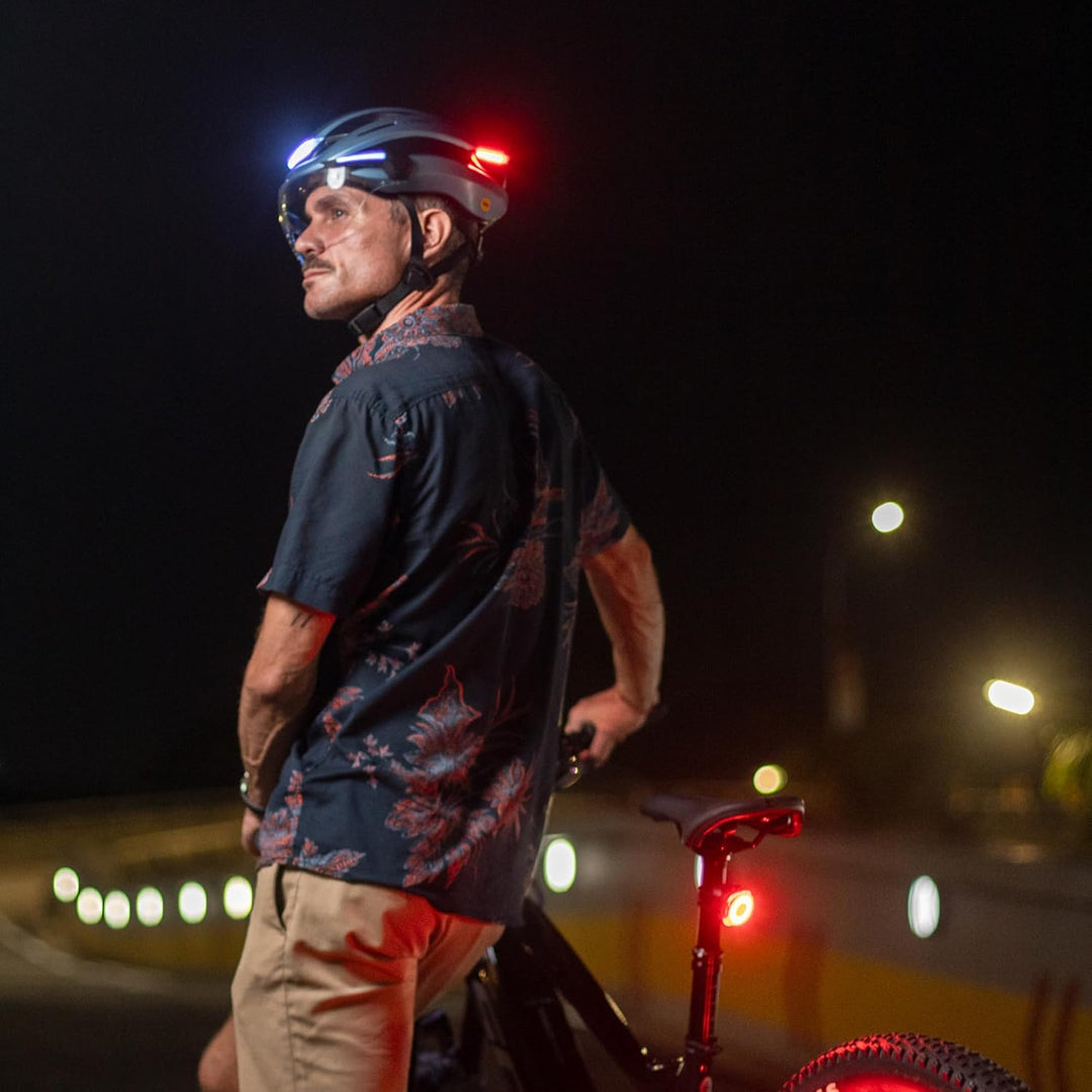 Lumos Ultra E-Bike Smart Helmet | NTA 8667 Certified | Front & Rear LED Lights | Retractable Face Sh