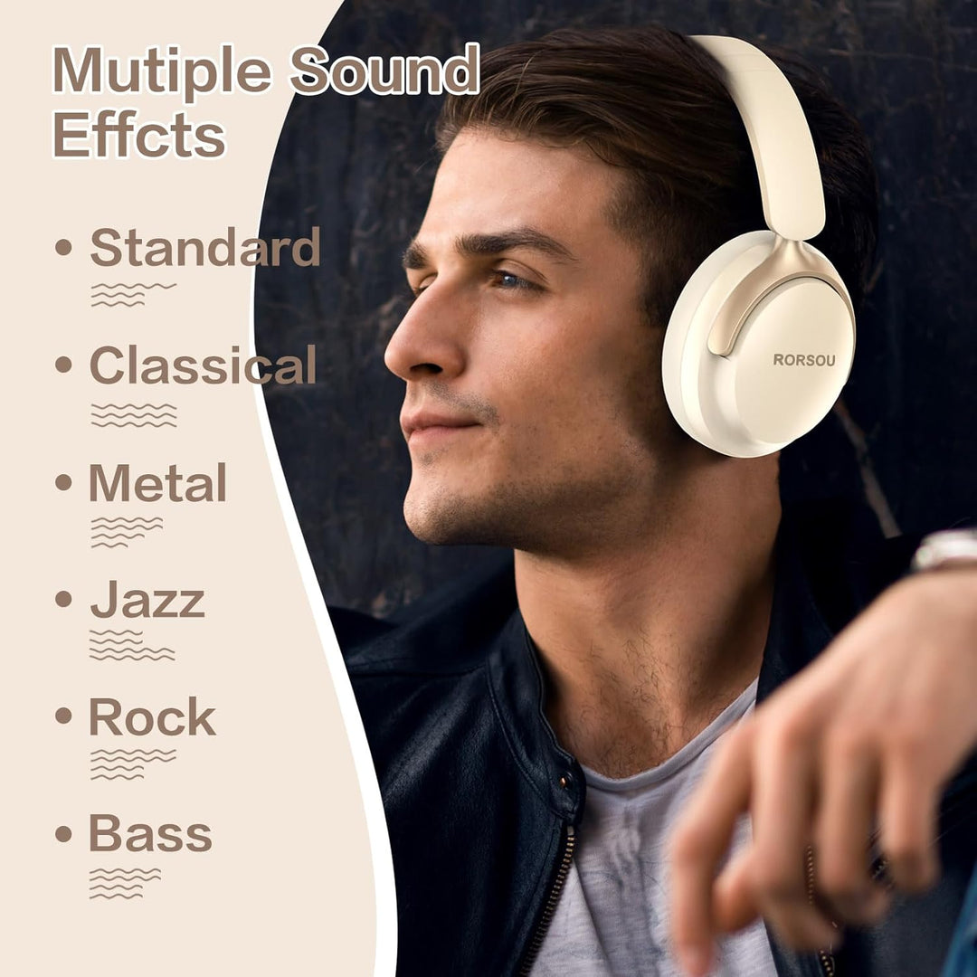 RORSOU B8 Over-Ear Bluetooth Kopfhörer, 6 EQ Musik Modi, 50 stündige Laufzeit, Deep Bass Wireless Ko