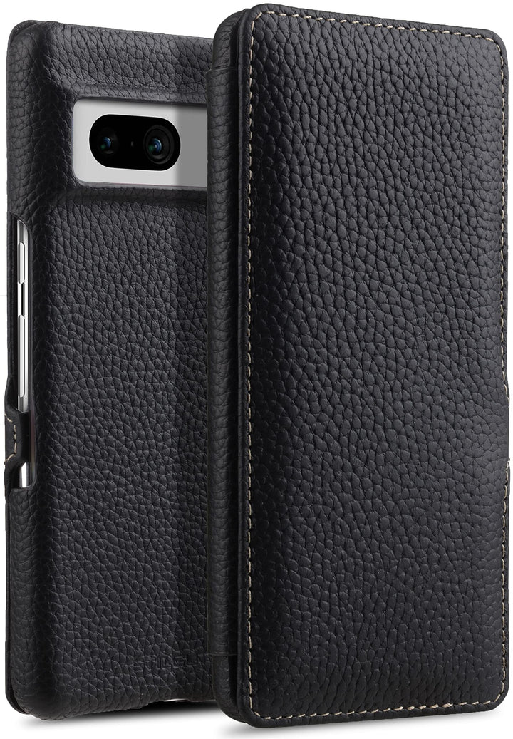 STILGUT Book Case kompatibel mit Google Pixel 7 Hülle aus Leder mit Clip-Verschluss, Lederhülle, Kla
