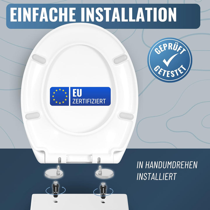 Toilettendeckel mit Absenkautomatik - WC Sitz mit 99,9% Antibakterieller Oberfläche - Toilettensitz