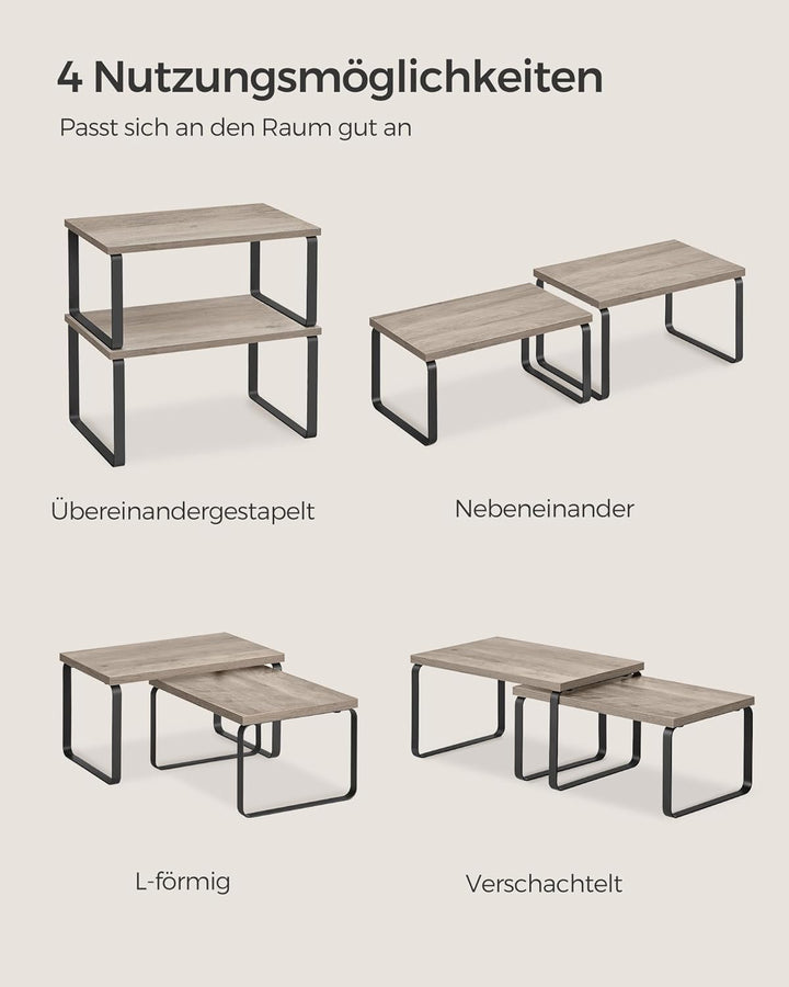 SONGMICS Gewürzregal, 4er Set, Küchenregal, Küchen-Organizer, erweiterbar, Gewürzhalter, stapelbar,