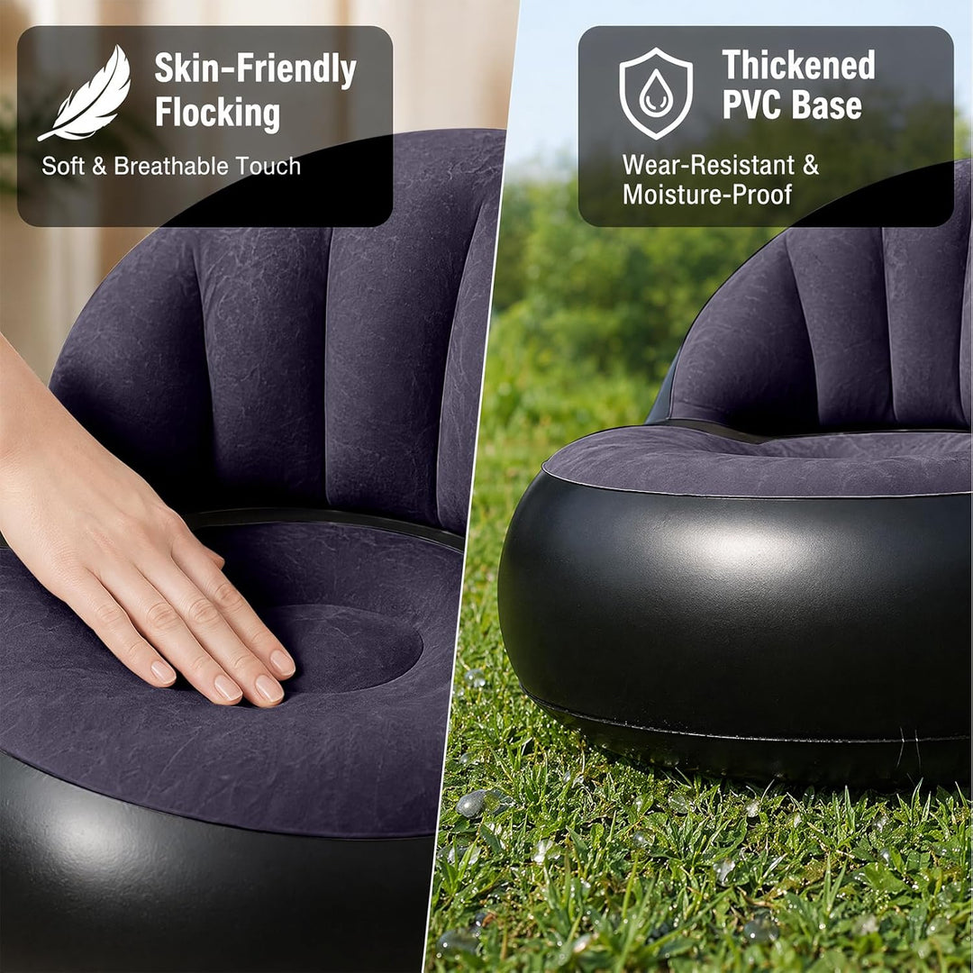 CEWROM Aufblasbares Sofa, Aufblasbarer Sessel, Sessel, Sofa und Couch mit Beflockter Oberfläche für