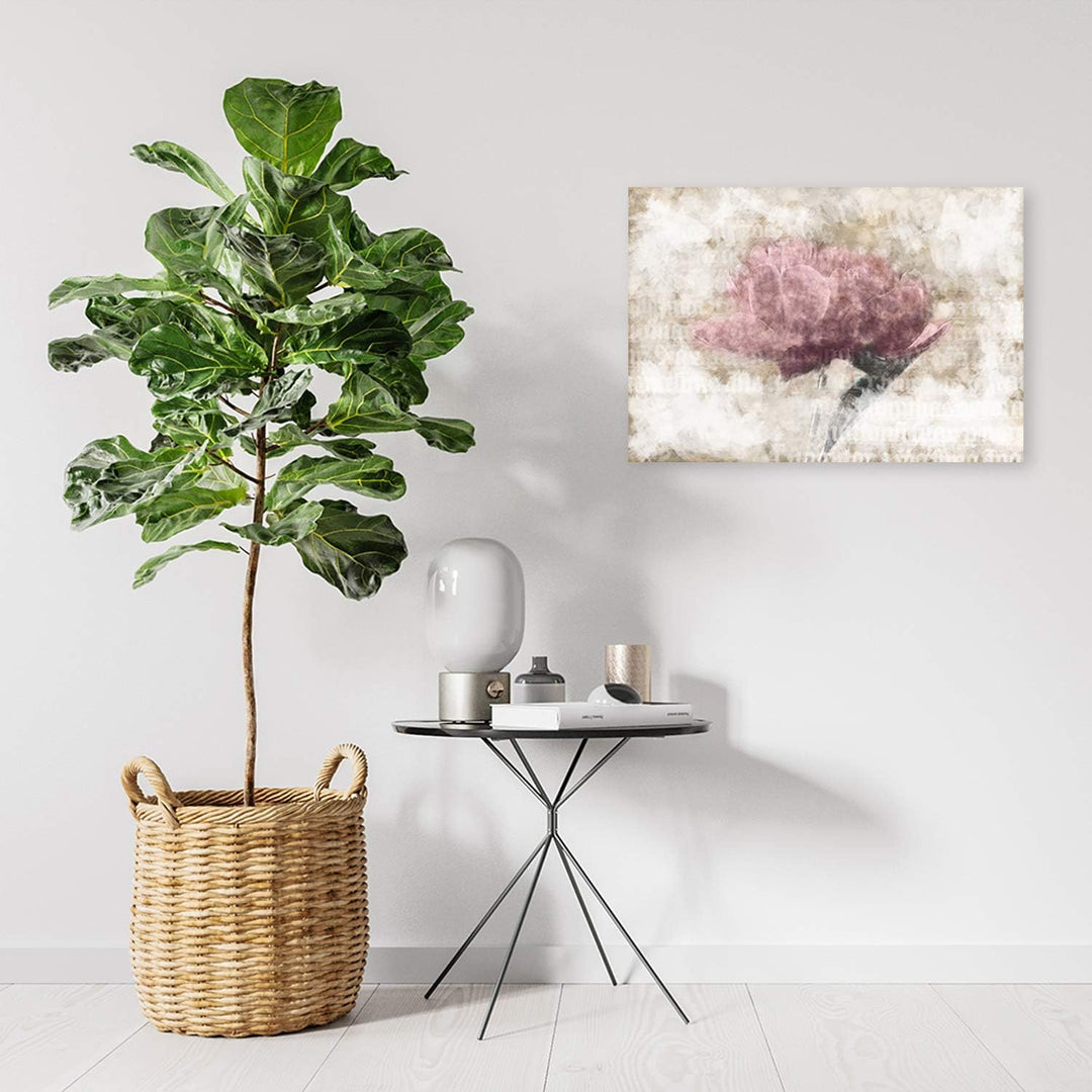 Wanddeko Blumen Kunst modern Bilder Retro Beige 100x70 cm Deko Paneel 100x70 cm Beige_a, Deko Paneel