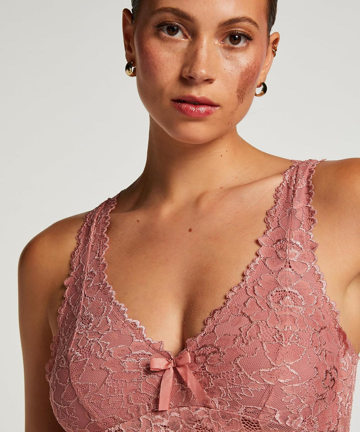 Hunkemöller Slipdress Nora Lace XS Dusty Rose, XS Dusty Rose