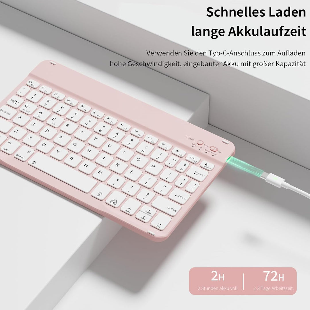 Tastatur Hülle für iPad 9. / 8. / 7. Generation 10,2 Zoll, 360° Schutz TPU Hülle mit Abnehmbarer Bel