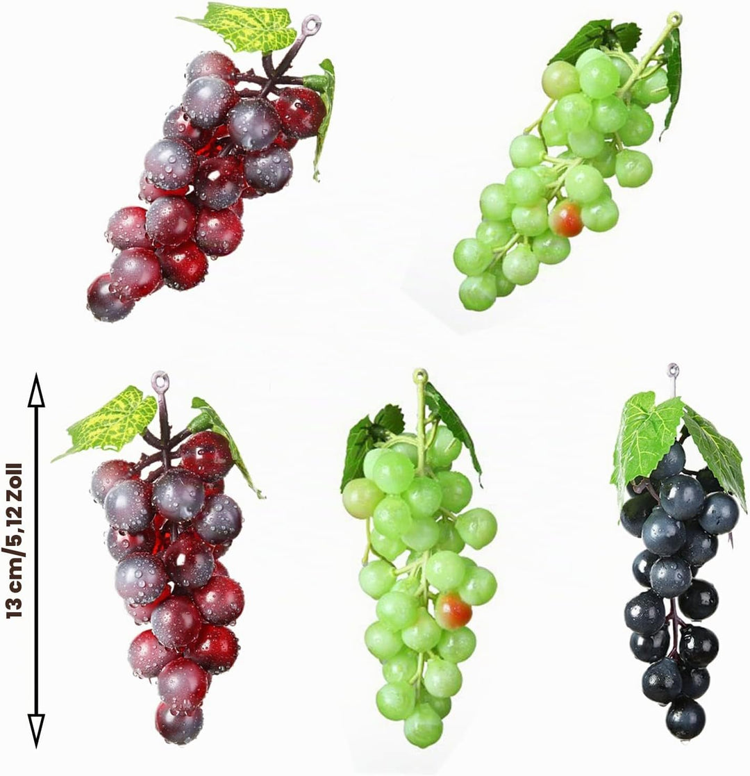 15 Stück Deko Kunststoff Weintrauben, Lebensechte Traube Deko, Künstliches Obst Gemüse Dekoration, f