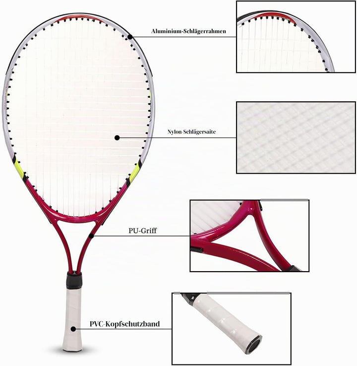 Topyond Tennis-Schläger mit Tragetasche,23 Zoll Aluminium TennisschläGer Kinder,Junior Freizeit-Tenn