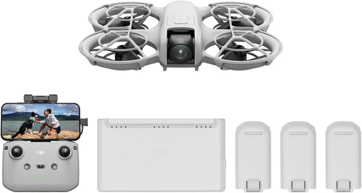 DJI Neo Fly More Combo, Mini drohne mit 4K UHD-Kamera, selbstfliegende Drohne die dir folgt, Handsta