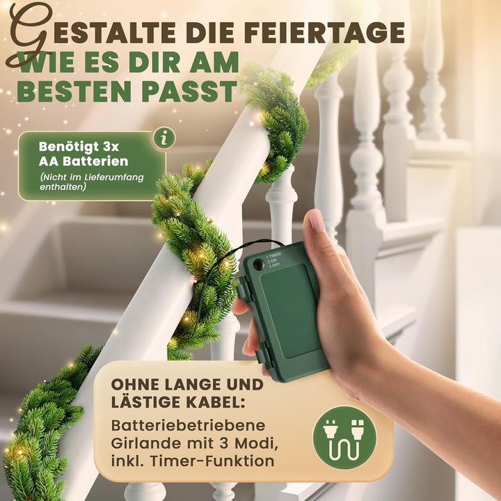 ArtiTree Weihnachtsgirlande künstlich – naturgetreu &amp; vielseitig, für innen &amp; aussen – in verschiede