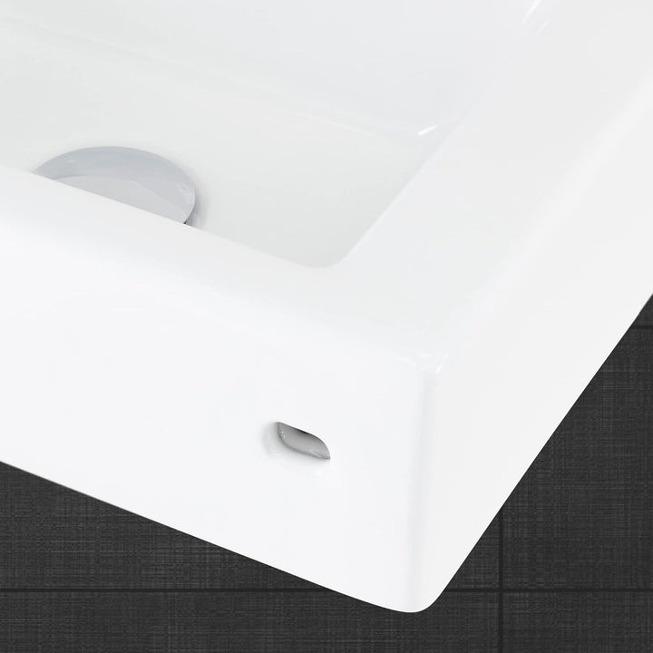 ML-Design Waschbecken aus Keramik in Weiss 46x26x11 cm, Eckig, klein, Hahnloch rechts, Wandmontage o