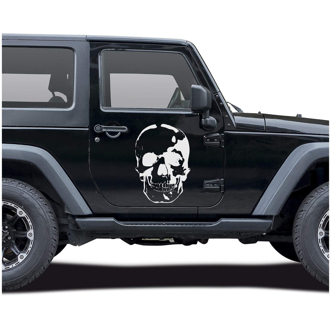 Finest Folia Totenkopf Aufkleber Sticker Auto Boot Motorrad Caravan Dekor KX026 (Weiss Matt, 80cm x