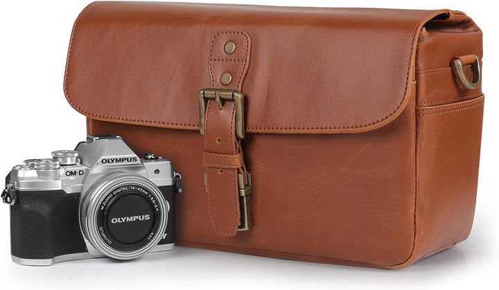 MegaGear MG1525 Kameratasche - Kuriertasche aus Leder für Spiegellose, Sofortbild - und DSLR Kameras
