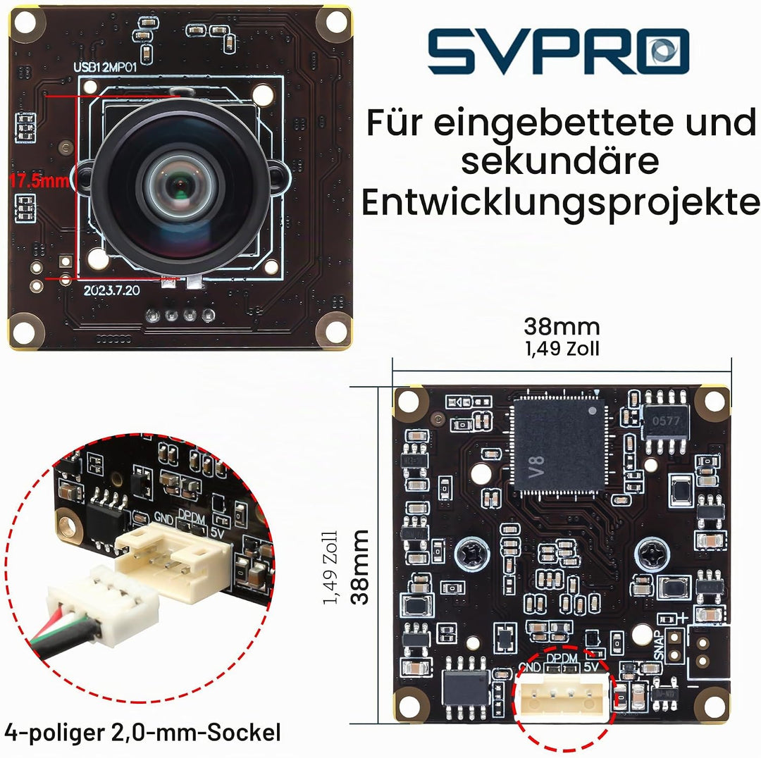 Svpro 12MP USB-Kameramodul, 4K 30fps Lightburn Kamera IMX577 1080P 120fps Hochgeschwindigkeitskamera