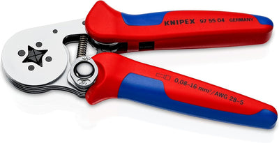 Knipex Selbsteinstellende Crimpzange für Aderendhülsen mit Seiteneinführung verchromt, mit Mehrkompo