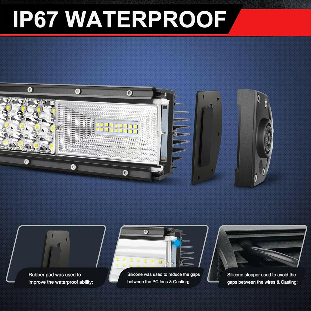 PICAA 3 Rows Gewölbt 22 Zoll LED Lightbar 270W mit Kabelbaum Kit Lichtbalken Arbeitsscheinwerfer Flu