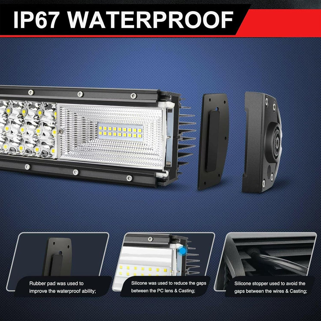 PICAA 3 Rows Gewölbt 22 Zoll LED Lightbar 270W mit Kabelbaum Kit Lichtbalken Arbeitsscheinwerfer Flu