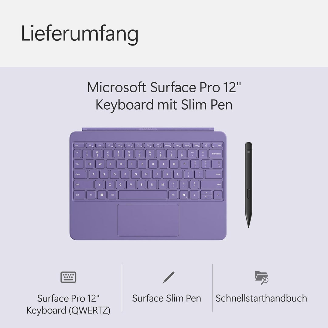 Microsoft Surface Pro 12" Keyboard mit Slim Pen | kompatibel mit Surface Pro 12" | QWERTZ | Violett