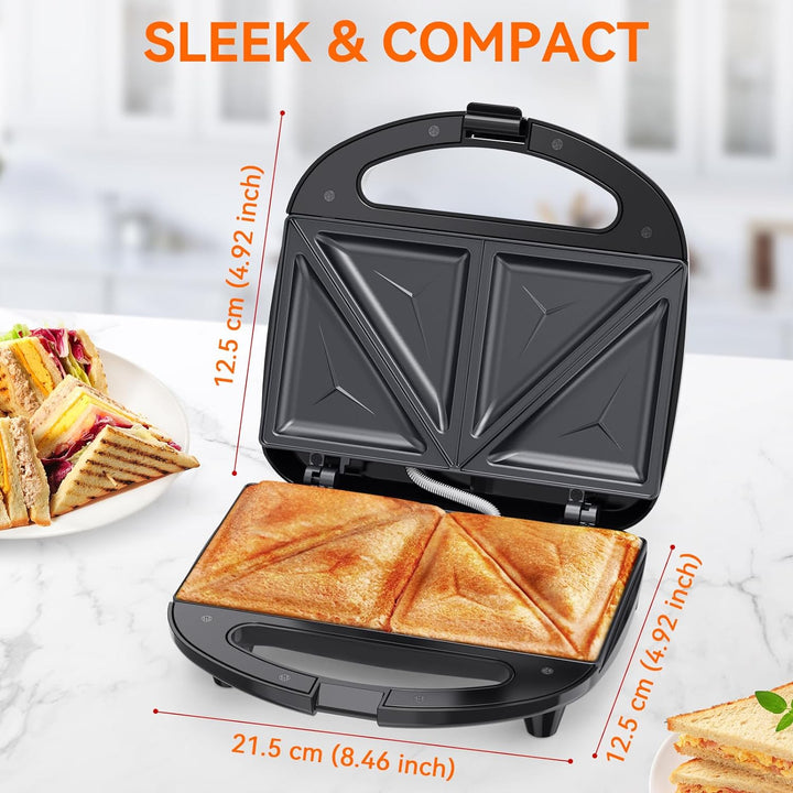 Snailar Sandwichtoaster, Sandwichmaker mit Dreieckplatten, 2 Scheiben toast maschine, Antihaft, Kühl