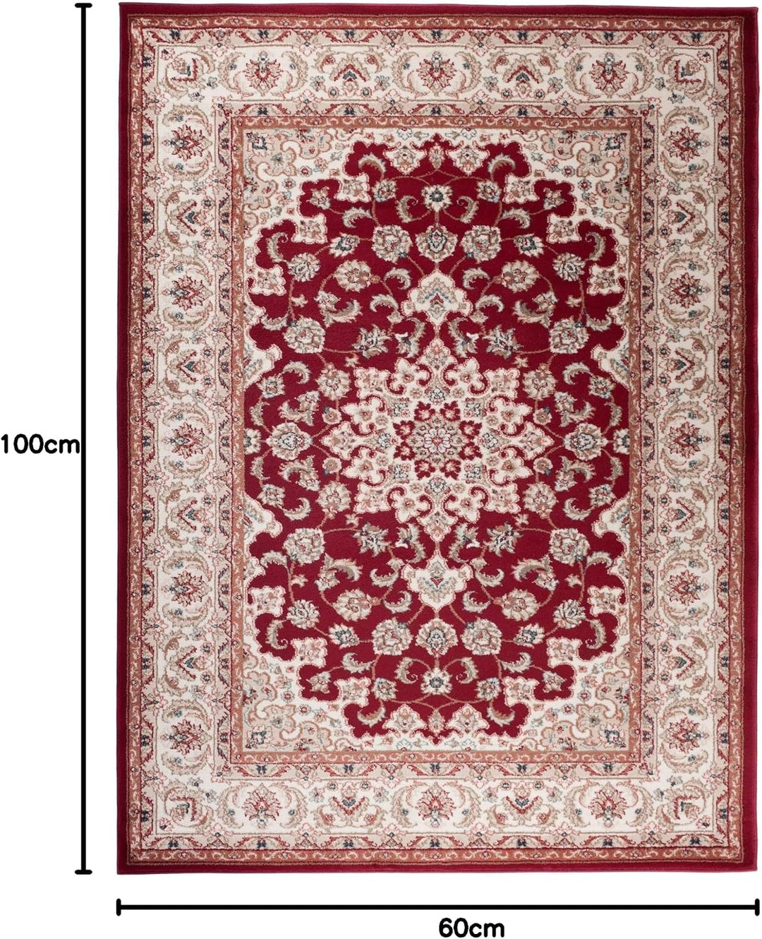 Traditioneller Klassischer Teppich für Ihre Wohnzimmer - Weinrot Beige Creme - Perser Orientalisches