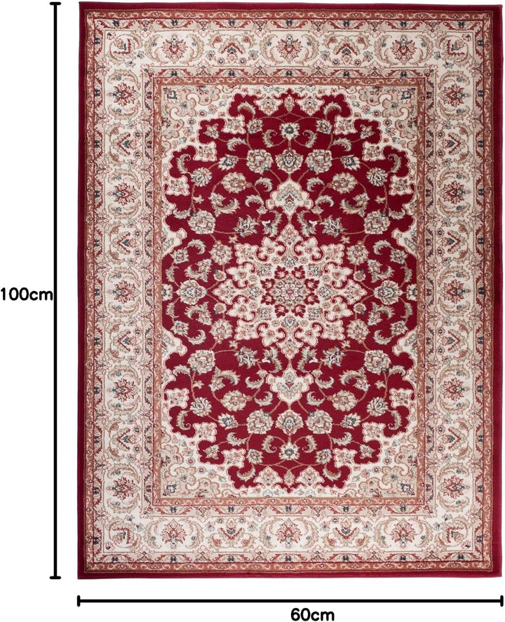 Traditioneller Klassischer Teppich für Ihre Wohnzimmer - Weinrot Beige Creme - Perser Orientalisches