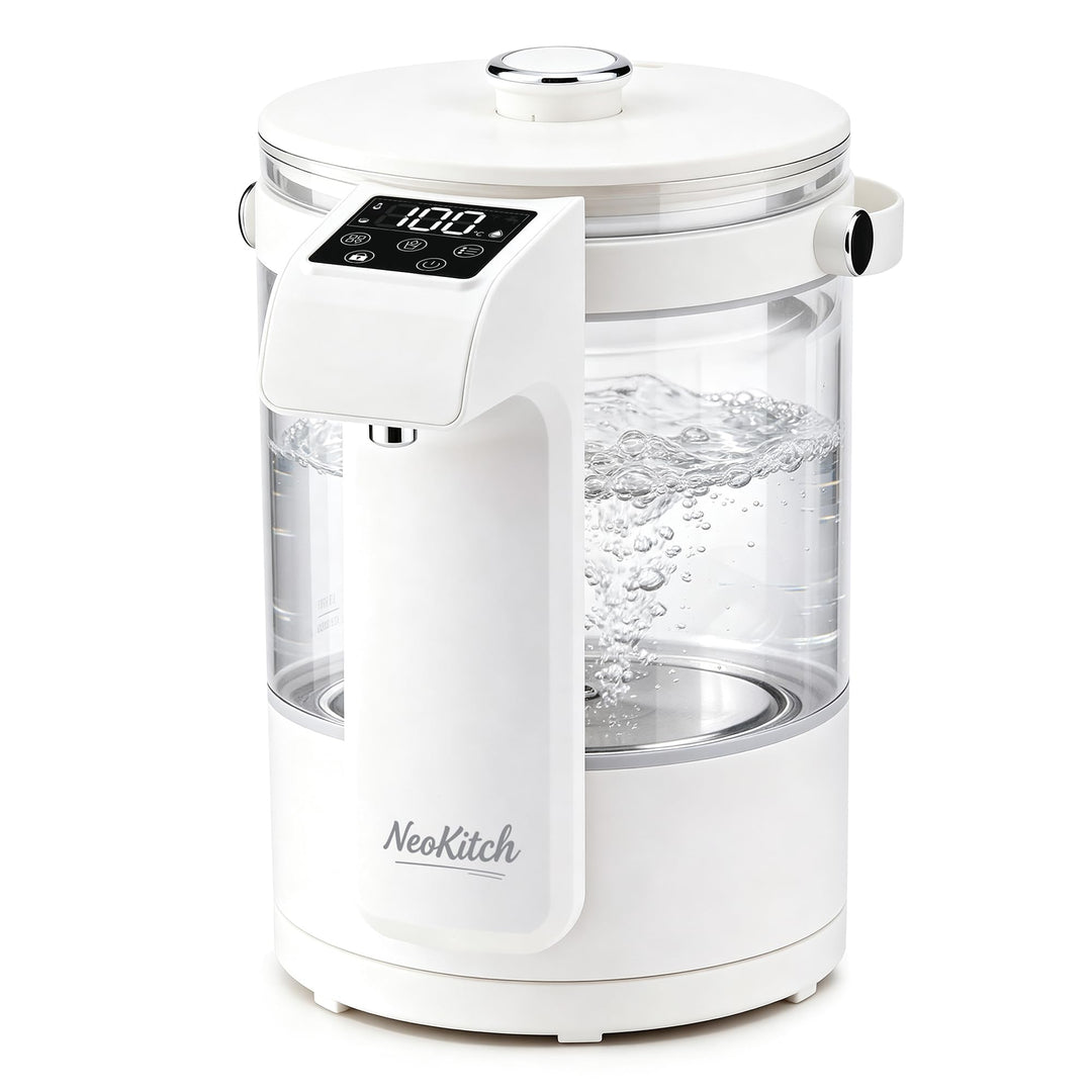 NeoKitchen Glaswasserkocher Temp.-Einst. 40-100°C, 12 Stufen, 2.5L Heisswasserspender, Edelst. 316 &