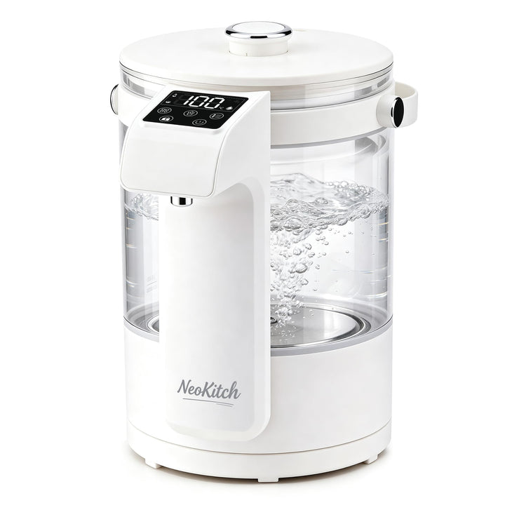NeoKitchen Glaswasserkocher Temp.-Einst. 40-100°C, 12 Stufen, 2.5L Heisswasserspender, Edelst. 316 &