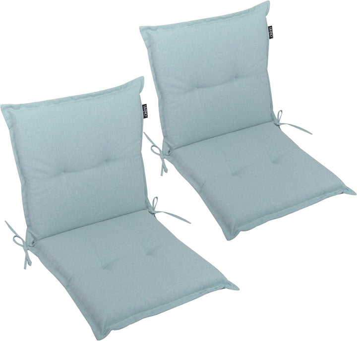 LILENO HOME Gartenstuhl Auflagen als [2er Set - Niedriglehner] in Aqua - Bequeme Liegen als Sitzaufl