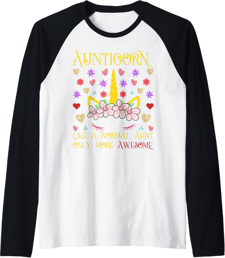 Aunticorn Unicorn Aunt Outfit Aunty Floral Birthday Gift Raglan