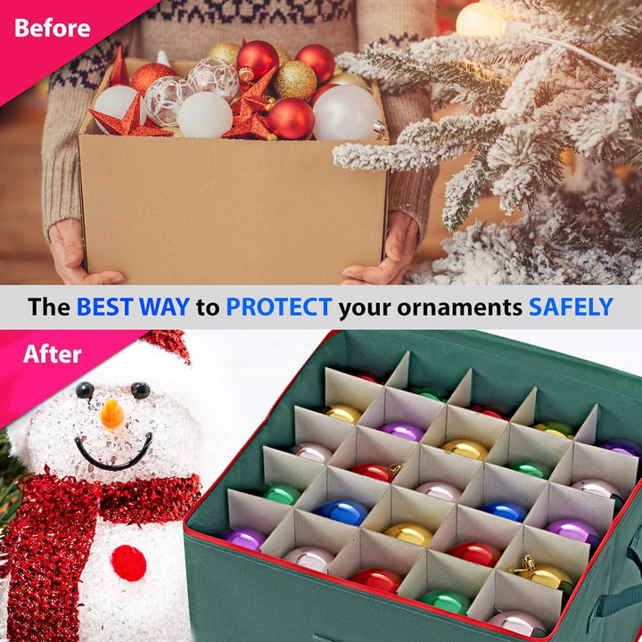 ProPik Weihnachtskugeln Aufbewahrungsbox, Christbaumschmuck Aufbewahrung für 75 Christbaumkugeln Grü