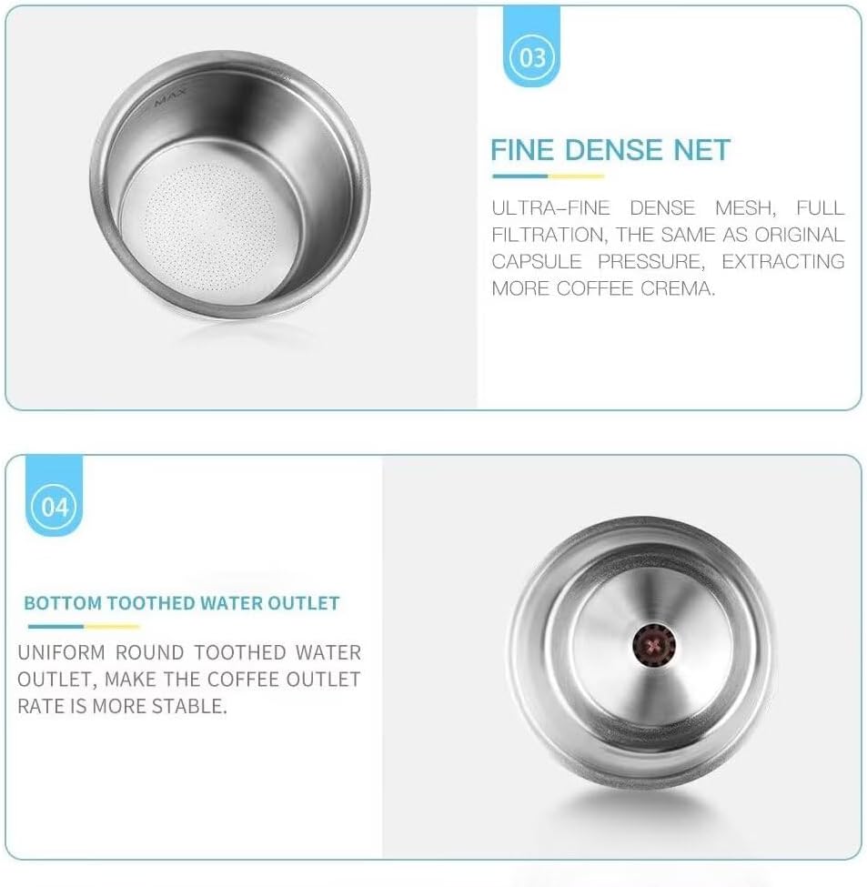 i Cafilas Wiederbefüllbare Kaffeekapsel für Dolce Gusto, Edelstahl Nachfüllbare Kapsel mit 1 löffel