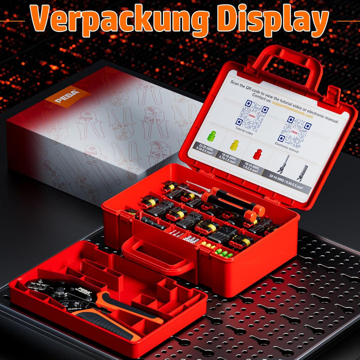 PEBA Crimpzange Wasserdicht Kfz Stecker Set, Crimpzangen 0.34-2.5mm², 1/2/3/4 Polig Steckverbinder f