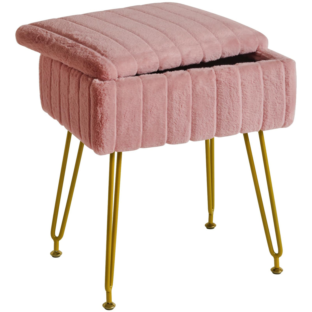 IBUYKE Samt Hocker Stuhl mit Stauraum, Fussstütze Fusshocker Ottoman, Kleiner Beistelltisch, mit 4-M