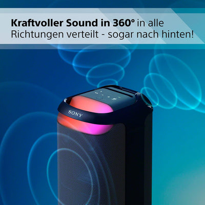 Sony SRS-XV800 - Bluetooth, Party Box Lautsprecher, Kraftvoller 360° Sound, tragbar, 5 Front-/2 Rück