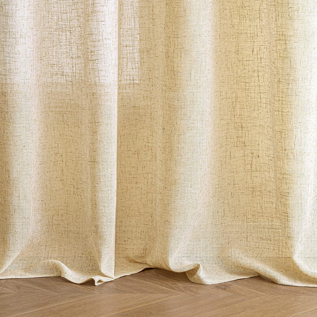 EMEMA Gardinen Vorhänge Leinenvorhang mit Ösen Voile Vorhang Leinenoptik Modern Halbtransparent für