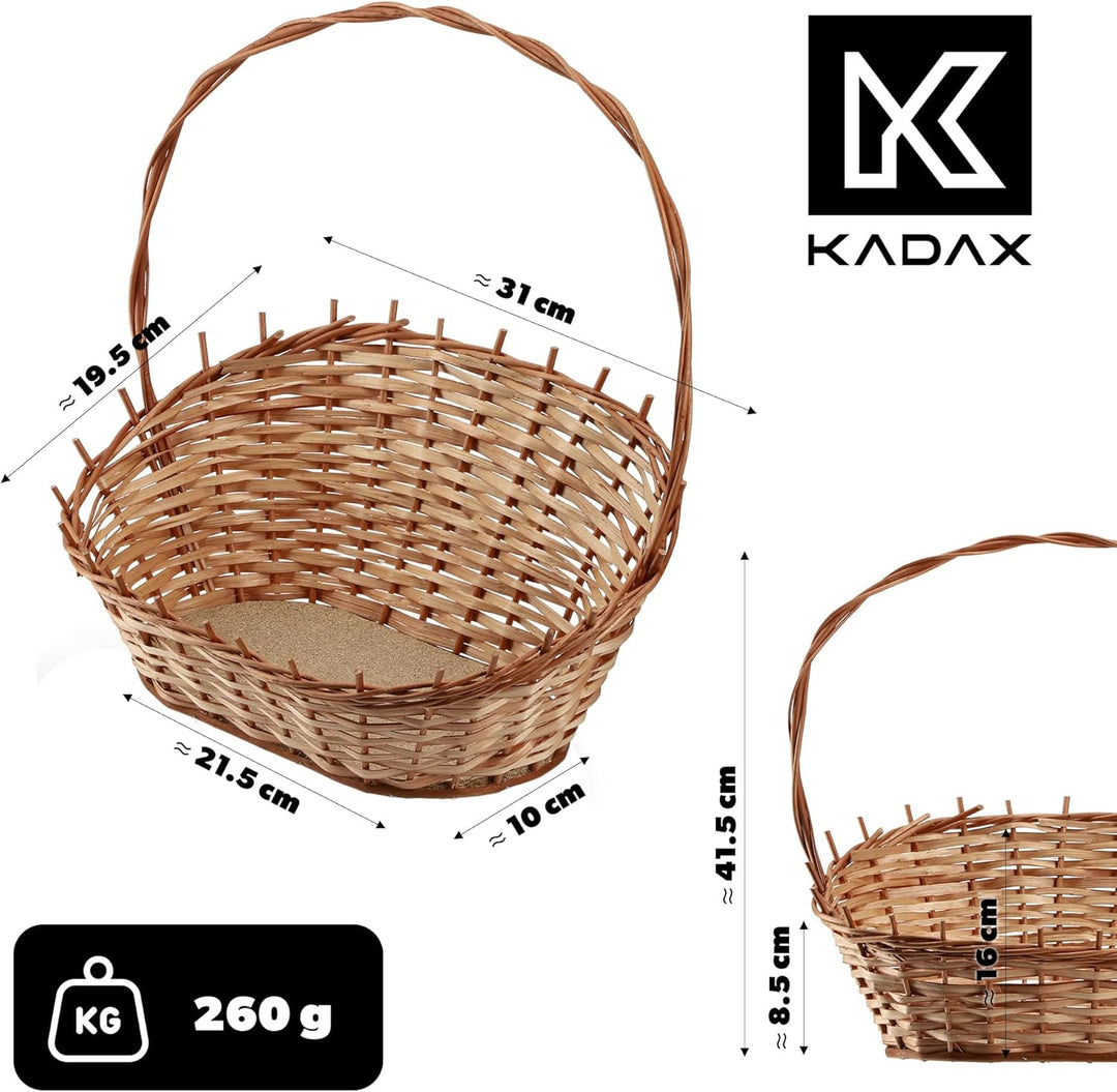 KADAX Geschenkkorb, Universeller Weidenkorb, Hochwertiger Henkelkorb, Flaschenkorb, Süssigkeitenkorb