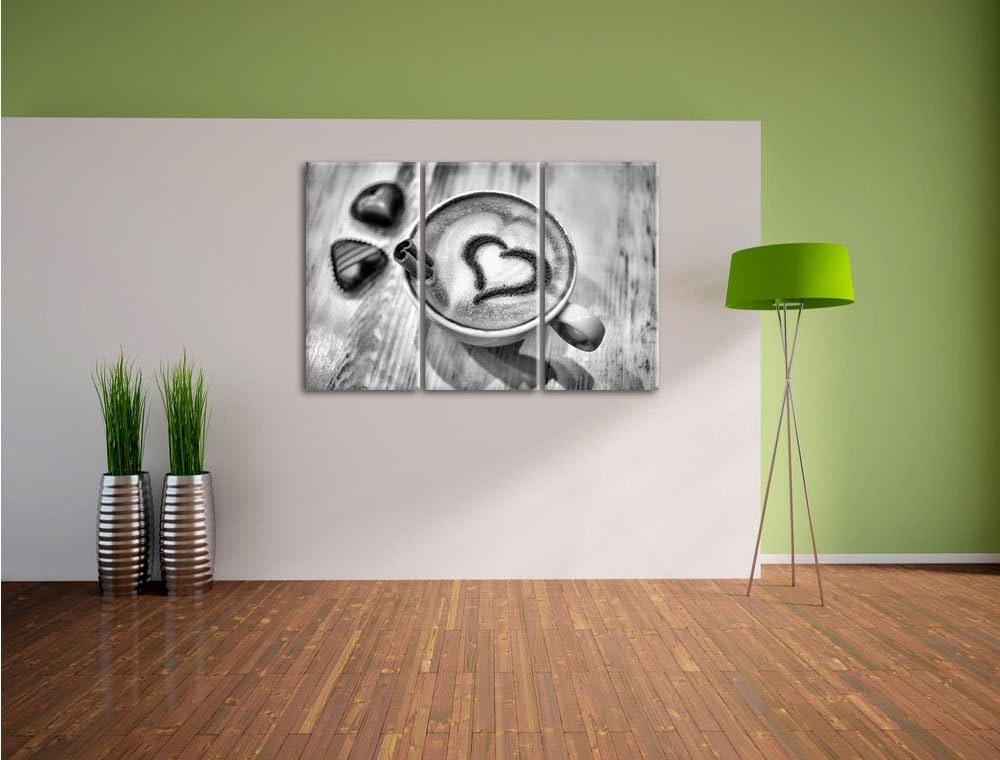 Pixxprint Kaffee Cappuccino als Leinwandbild/Grösse: 3 Teilig (120x80) cm/Wandbild/Kunstdruck/fertig