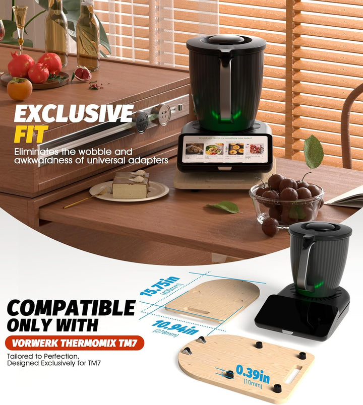NEWZEROL Bambus Gleitbrett Kompatibel mit Vorwerk Thermomix TM7, TM7 Gleitbrett Holz Praktisches TM7