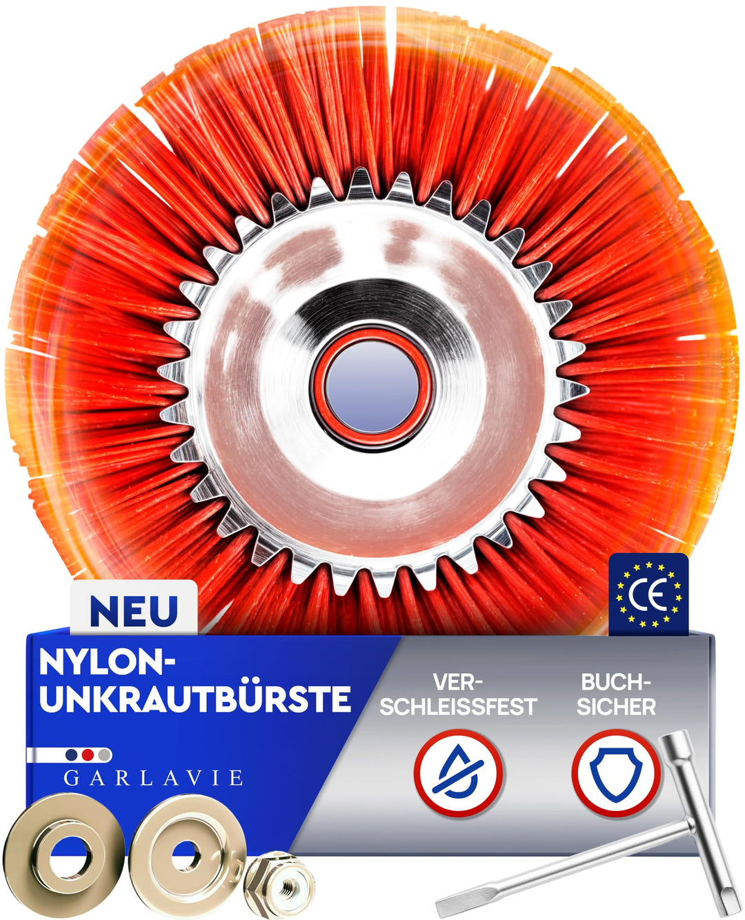 GARLAVIE Nylon Unkrautbürste für Freischneider – Schonende Wildkrautbürste für Motorsense, sanfte Mo