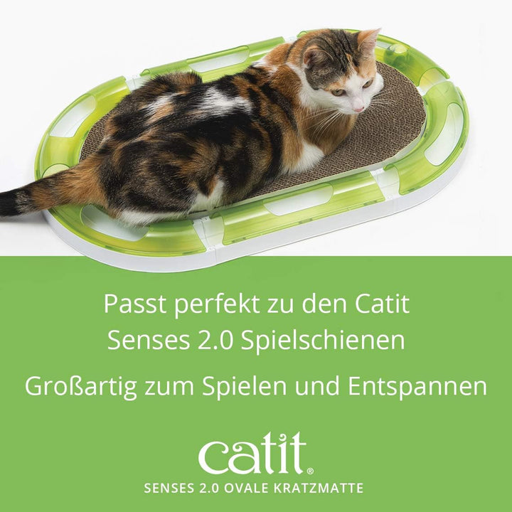 Catit ovaler Scratcher, Kratzbrett aus Pappe, interaktives Spielzeug für Katzen, Kratzspielzeug für