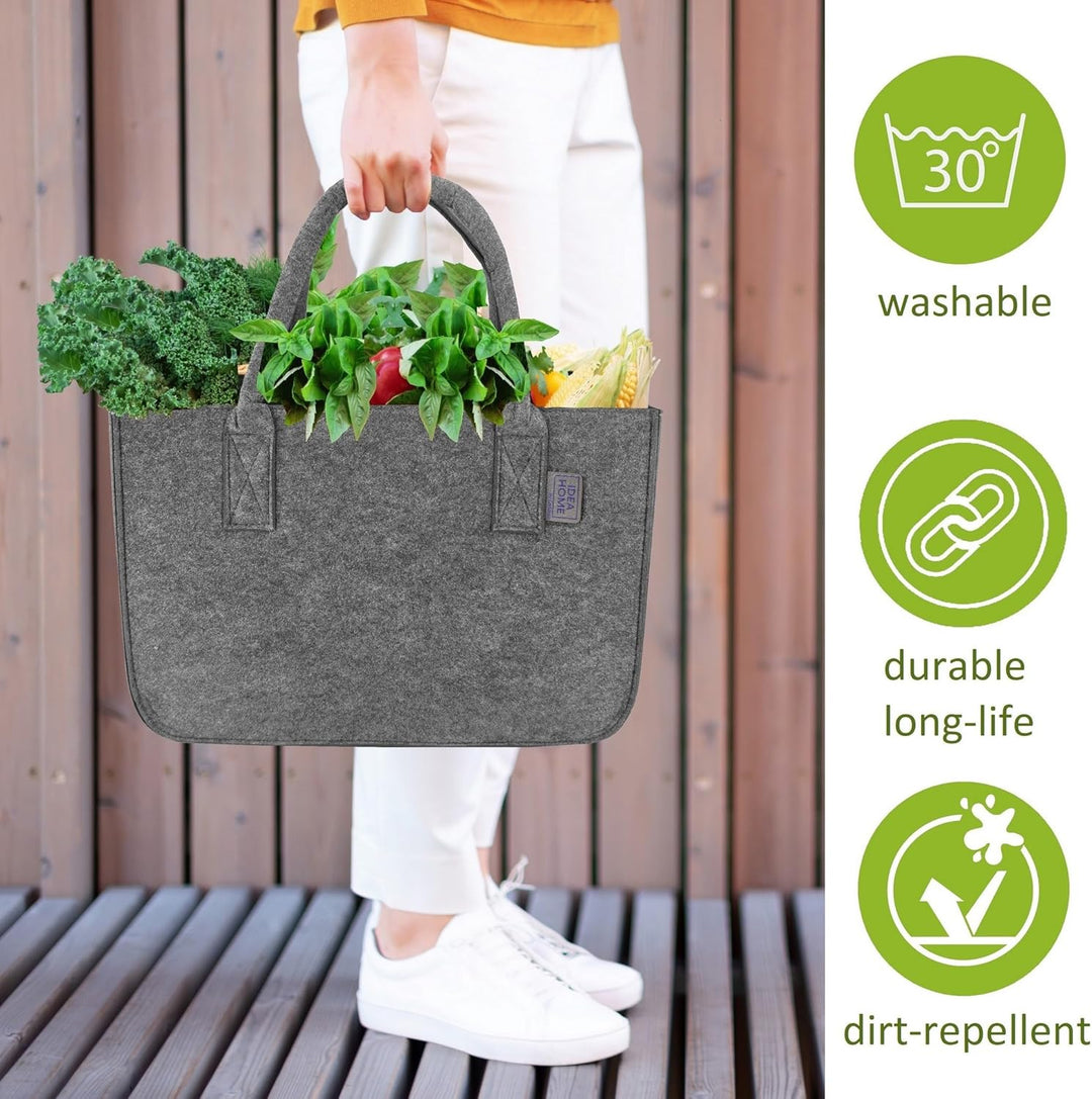 IDEA HOME Filztasche 2 Stücke Shopper Gross-30 Liter Einkaufstasche XXL Zusammenklappbar Einkaufskor