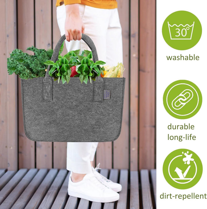 IDEA HOME Filztasche 2 Stücke Shopper Gross-30 Liter Einkaufstasche XXL Zusammenklappbar Einkaufskor