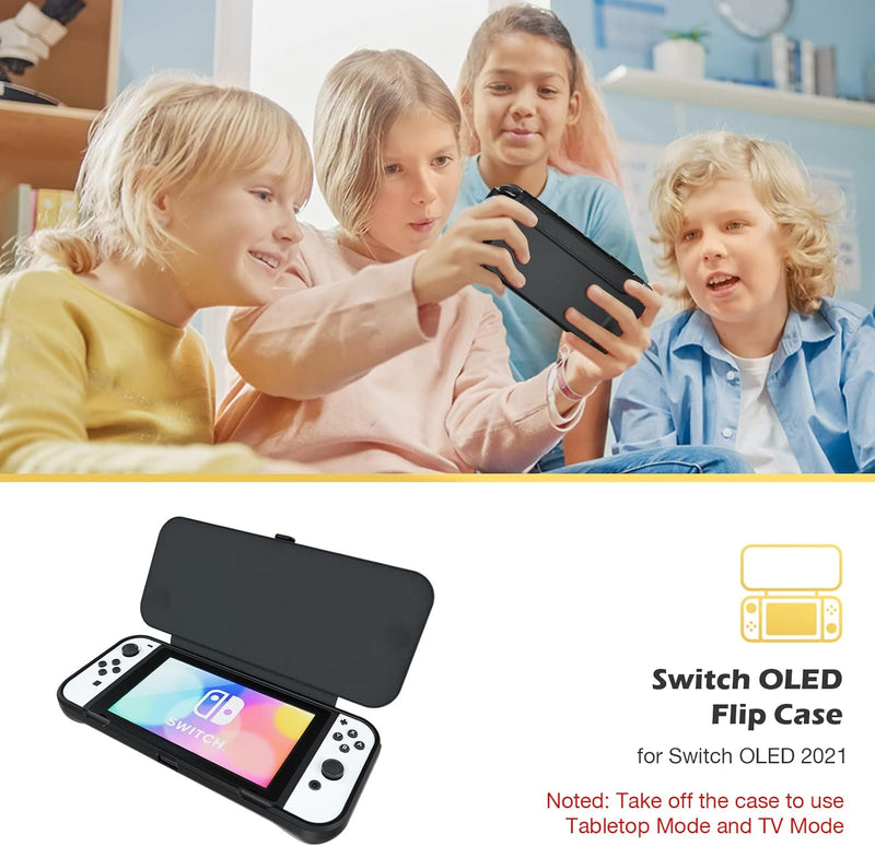 ProCase Klapp Schutzhülle + (2 Stück) Displayschutz für Nintendo Switch (OLED Modell) Weich dünn TPU
