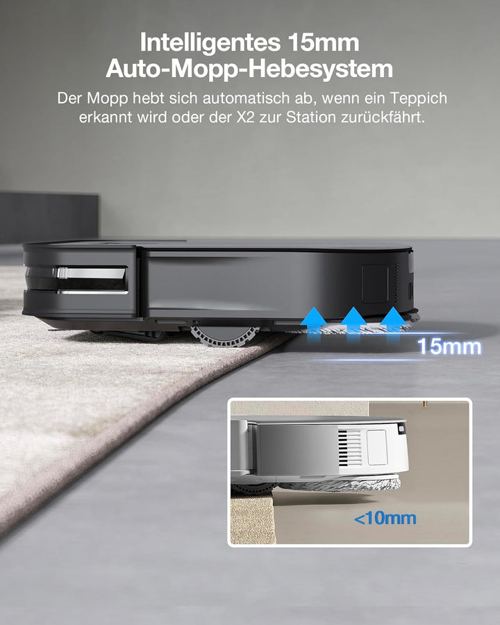 ECOVACS DEEBOT X2 Combo Saugroboter mit Wischfunktion 8700Pa mit Handstaubsauger, doppelte automatis