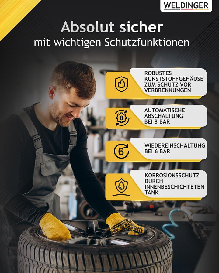 WELDINGER Flüster Kompressor FK 65 pro 750 W 90 l Luftabgabe innenbeschichteter Tank 9 bar max. FK 6